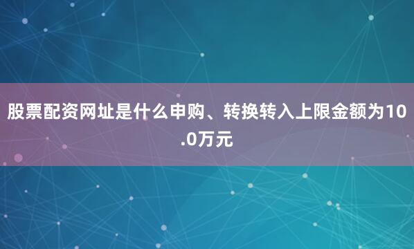 股票配资网址是什么申购、转换转入上限金额为10.0万元